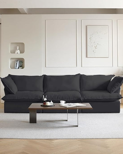 JACH 122.82" Cloud Modular Sectional Sofa 3 Seats for Living Room, Comfy Convertible Sectional Sofas Couches, Cushion Covers Removable, Two Corners and One Middle Sofa for Living Room (Black)