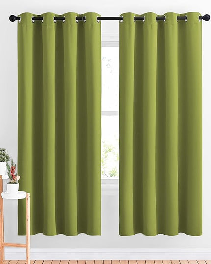 NICETOWN Green Blackout Draperies Curtains - Window Treatment Thermal Insulated Solid Grommet Blackout Curtains/Drapes for Bedroom (Set of 2 Panels, 52 by 72 Inch, Fresh Green)