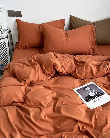 Luxlovery Burnt Orange Comforter Set King Rust Bedding Comforter Set Caramel Caramel Blanket Quilts 3 Piece Cinnamon Color Bedding Set for Women Men King Bed