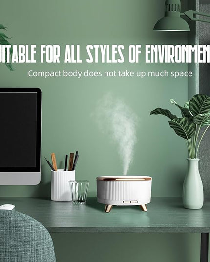 500ML Large Capacity Essential Oil Diffuser, Ultrasonic Aromatherapy Diffuser with 7 Color LED Lights with Remote Control, Cool Mist Humidifier, Timed Mist, Auto Shut-Off (White)