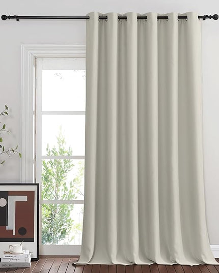 NICETOWN Natural Blackout Curtains for Bedroom/Living Room 132 Inch Length - Thermal Insulated Room Darkening Grommet Top Window Curtains (100 by 132 - Inch, 1 Panel)