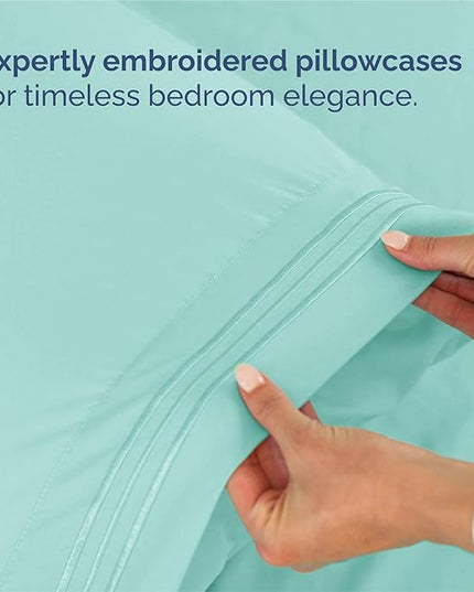 King Size 4 Piece Sheet Set - Comfy Breathable & Cooling Bed Sheets Set - Hotel Luxury Bedding for Women, Men, Kids, Teens, Boys & Girls - Deep Pockets, Ultra-Soft, Wrinkle Free - Oeko-Tex - Spa Blue