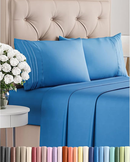 Full Size 4 Piece Sheet Set - Comfy Breathable & Cooling Bed Sheets Set - Hotel Luxury Bedding for Women, Men, Kids, Teens, Boys & Girls - Deep Pockets, Soft and Wrinkle Free - Oeko-Tex - Royal Blue