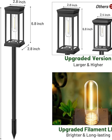 BesLowe 【Upgraded】 Solar Pathway Lights Outdoor, 8-Pack Large LED Solar Light Outdoor Waterproof, Super Bright Outside Lights for Yard, Sun-Powered Landscape Lighting for Garden Walkway, Warm White