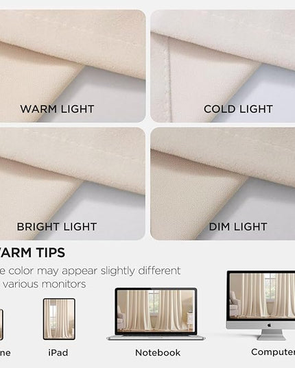 Joydeco Velvet Curtains White Blackout Curtains Thermal Insulated 63 inches Long Window Curtains Super Soft Room Darkening Drapes for Bedroom Living Room Elegant Rod Pocket 2 Panels Cream White