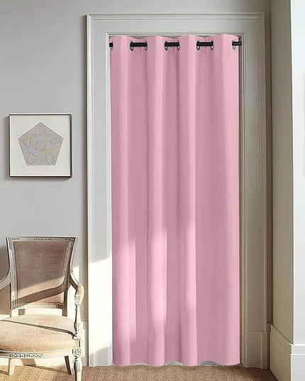 NICETOWN Door Curtain for Closet Doors 80 Inches Long 1 Panel, Blackout Doorway Curtain for Open Closet Bedroom, Room Divider Living Room for Privacy (Rouge Pink, 1 Panel, 46W x 80L)