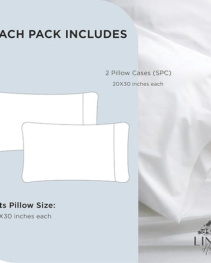 Linen Home 100% Cotton Percale Pillowcases Queen Size, Blue Duck Egg, 2 Pieces of Pillow Case, Crisp and Cool Strong Bed Linen, 20 inches X 30 inches