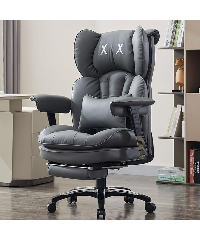 Efomao Big and Tall Office Chair with Footrest – High Back Computer Chair with Adjustable Armrests，Executive Office Chair with Wide Seat, Modern Desk Chair for Home Office, Gaming, or Study, Grey