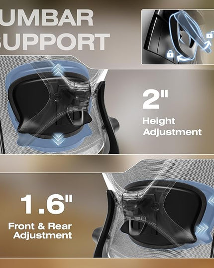 ELABEST X100 Ergonomic Office Chair with Footrest, Big and Tall Home Desk Chair with 5D Flip-Up Arms, Adjustable 3D Lumbar Support,High Back Rolling Computer Chair, Swivel Mesh Chairs (Midnight Mist)