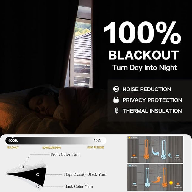 YZ HOME Ivory Pinch Pleated 100% Blackout Curtains 95 Inches Long Linen Room Darkening Window Curtains for Living Dining Room Bedroom Thermal Insulated Pinch Pleat Double Layer Drapes with Hooks