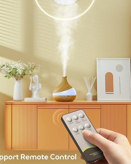 500ML Essential Oil Diffuser: Aroma Diffuser with Remote Control for Hotel Spa Yoga Room - Humidifiers for Bedroom with 14 Colors LED Night Light for Kids/Women Home Relaxation