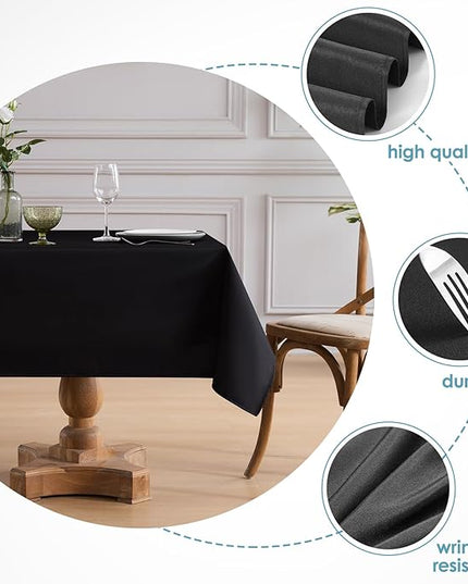 VidaFete Square Tablecloth 6 Pack 52 x 52 Inch Tablecloths Stain Wrinkle Resistant Polyester Dining Table Cover for Kitchen Dinning Party Wedding Rectangular Tabletop Buffet Decoration(Black)