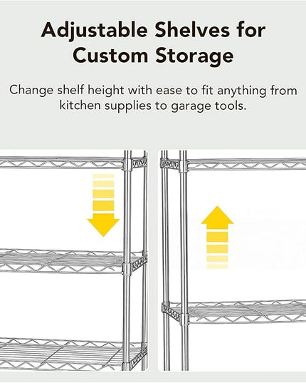 Displays By Jack 4 Tier Wire Shelving Unit Storage Rack, Metal Heavy Duty Utility Organization Units for Products Plant Standing Shelf, Pantry, Garage, Shelf Stand, Black, 14" W x 30" L X 48" H