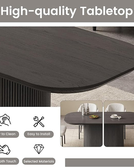 Guyii 5-Piece Oval Dining Table Set, 70" Modern Kitchen Table with 4 Chairs, Indoor Rectangular Dining Room Table for Kitchen, Living Room, Black