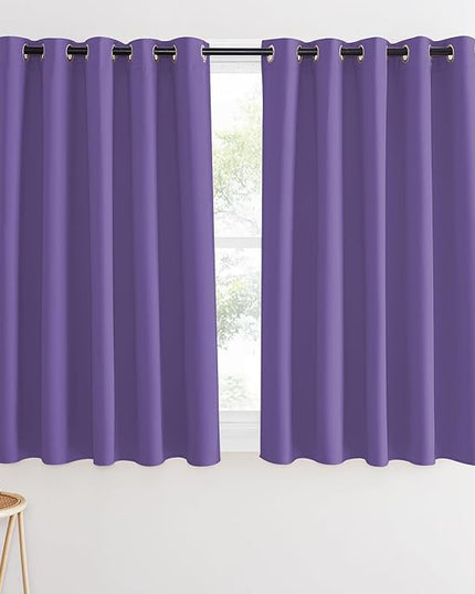 NICETOWN Blackout Curtains 54 Inches Long, Thermal Insulated Room Darkening Curtains for Bedroom, Window Treatment Drapes for Living Room Nursery (W66 x L54 Inch, Lilac Purple, 1 Panel)