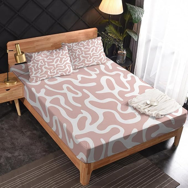 Twin XL Sheet Sets - Abstract Sheets & Bedroom Decor, Abstract Decor for Bedroom, Modern Sheet Set, Soft Breathable Microfiber Deep Pocket Patterned Bedding Sheets & Pillowcases