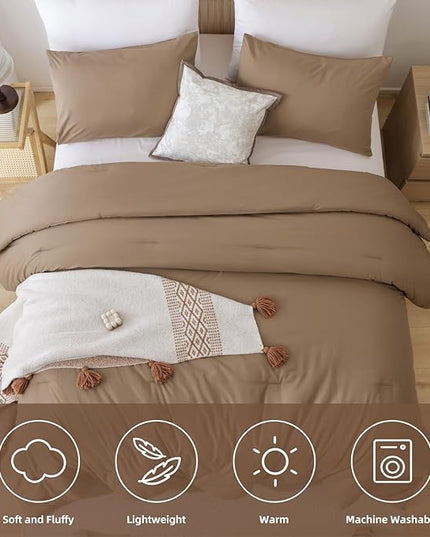ROSGONIA Oversized King Comforter Dark Khaki, 3pcs (1 Boho Comforter & 2 Pillowcases) Lightweight Oversized King Size Comforter Sets Bedding Blanket