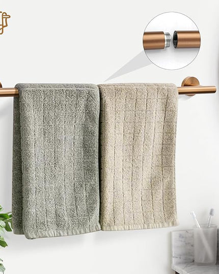 TURS Brushed Rose Gold 5 Piece Bathroom Hardware Set, SUS304 Stainless Steel 23.6 Inch Bath Towel Bar Set, Round Bathroom Accessories Kit Wall Mounted