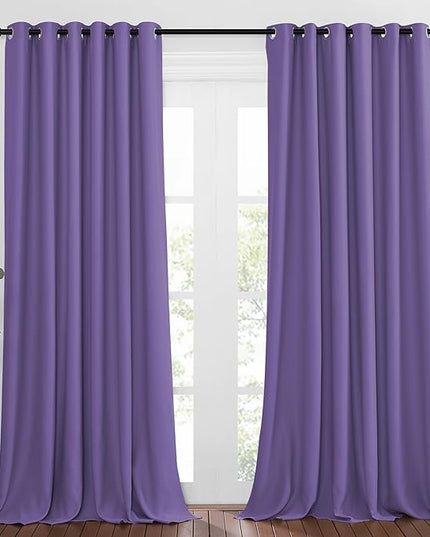 NICETOWN Bedroom Blackout Curtains Panels - Triple Weave Energy Saving Thermal Insulated Solid Grommet Blackout Draperies for Patio (80 inches by 108 Inch, Lilac Purple, Set of 2)