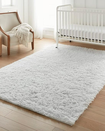 Ophanie 6x9 White Rugs for Living Room, Large Fluffy Shag Fuzzy Plush Soft Living Room Area Rugs, Floor Shaggy Carpets for Bedroom, Carpet for Kids Boys Girls Dorm Nursery Home Decor Aesthetic