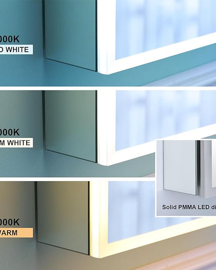 WELLFOR 30" X 30" Medicine Cabinet with Lights, 3X Magnification, Anti-Fog Mirrored Cabinet, Bathroom Vanity Medicine Cabinet with Outlets & USB Ports, Double Doors