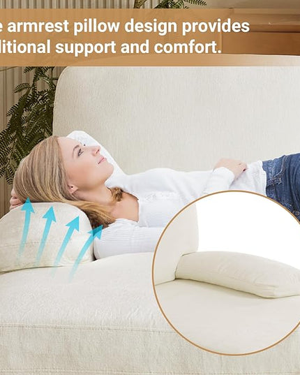 VINGLI 110" Sectional Couches for Living Room,U Shaped Couch with Double Chaise, 4-Seat Sofa Set with Chenille Fabric for Home Furniture,Beige