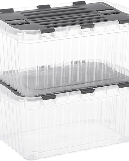 Superio Storage Bins with Lids, Clear Plastic Containers for Organizing, Stackable Totes, BPA Free, Odor Free, Organizer Boxes for Home, and Dorm, 10.5 Quart (2 Pack, 15"x10"x7")