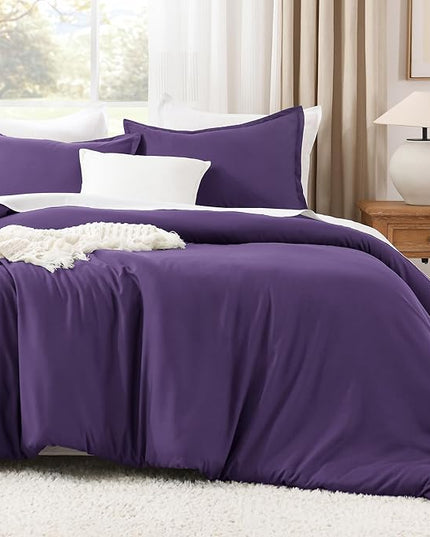 Litanika Purple Comforter Set Twin/Twin XL Size, 2 Pieces Lightweight Solid Bedding Comforter Set, All Season Fluffy Bed Set (66x90In Comforter & 1 Pillowcase)