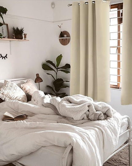 BGment Room Darkening Curtains for Bedroom - Grommet Thermal Insulated Window Treatments Light Blocking Curtains for Living Room, Set of 2 Panels, Each 55 x 69 Inch, Beige