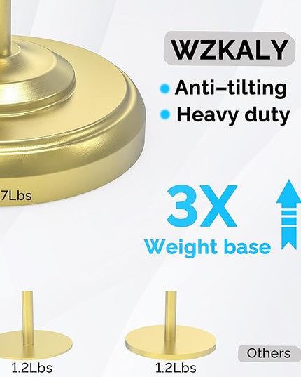 Freestanding Toilet Paper Holder Stand with Storage – Holds 4 Extra Rolls – Brushed Gold Toilet Paper Holder for Bathroom – Sturdy Base, Classic Retro Style, Space-Saving Bathroom Storage