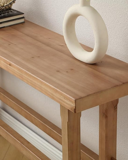 Kmax Narrow Entryway Table, 59 inchs Wood Farmhouse Console Table Boho Hallway Table Rustic Couch Table Behind Sofa for Outdoor Entrance Living Room Bedroom- Natural Color