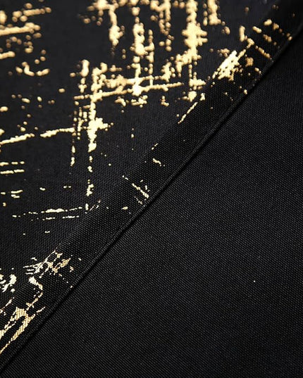 Taisier Home Gold Foil Print Linen Textured Curtains Geometric Dots Pattern Design Curtains for Bedroom Living Room Thermal Insulated Window Treatment 2 Panels 95" L,Black and Gold Curtain Print