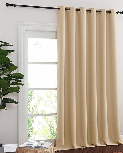 NICETOWN Sliding Door Curtain for Living Room, Blackout Patio Door Curtain & Drape Privacy Thermal Insulated Window Treatment for French, 1 Panel, Biscotti Beige, W80 x L144