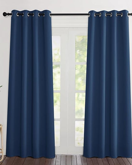 NICETOWN Moroccan Blue Blackout Curtains 84 inch Length 2 Panels, Grommet Thermal Insulated Window Treatments Light & Sound Reducing Drapes for Living Room/Bedroom, W46 x L84