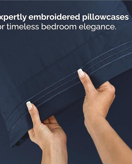 Twin XL Size 3 Piece Sheet Set - Comfy Breathable & Cooling Bed Sheets Set - Hotel Luxury Bedding for Women, Men, Kids, Teens, Boys & Girls - Deep Pockets, Soft, Wrinkle Free - Oeko-Tex - Navy Blue