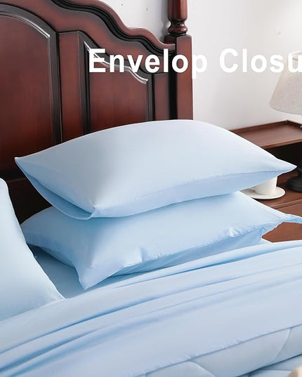 NTBAY King Comforter Set with Sheets, 7 Pieces Soft and Breathable King Bedding Set, Bed in a Bag, Down Alternative Comforter Set Solid Color All Season, King Bedding Set, Aqua