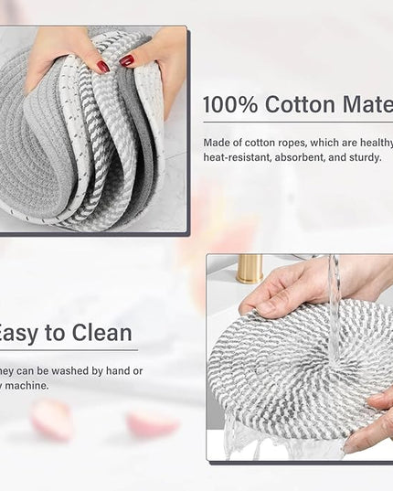 Billbotk 10" Trivets for Hot Dishes, Hot pots and Pans, Set of 6, Heat Resistant Pot Holders for Kitchen, Hot Pads for Countertops