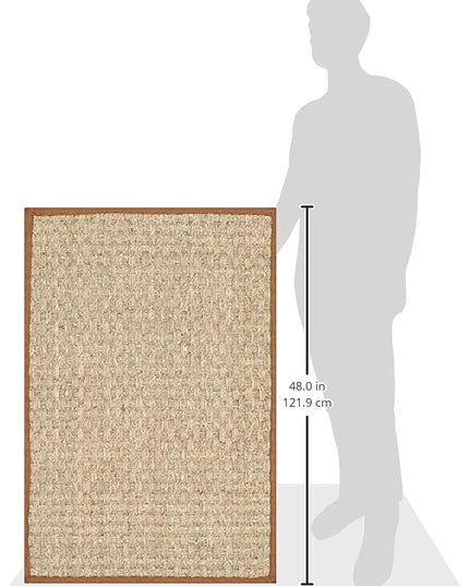 SAFAVIEH Natural Fiber Collection Area Rug - 2'6" x 4', Natural & Brown, Seagrass, Basketweave Pattern with Border (NF114B)