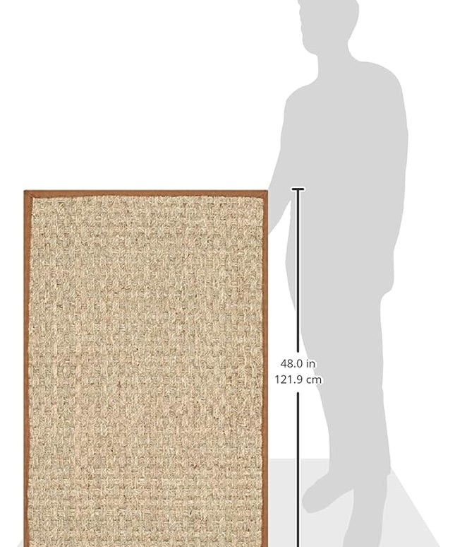 SAFAVIEH Natural Fiber Collection Area Rug - 2'6" x 4', Natural & Brown, Seagrass, Basketweave Pattern with Border (NF114B)
