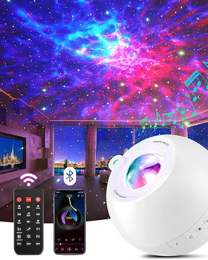 Star Projector Galaxy Light Projector ,15 Colors Star Lights for Ceiling Projector, 15 White Noises Galaxy Projector for Bedroom, Bluetooth+Remote+Timer Stars for Ceiling Projector Lights for Bedroom