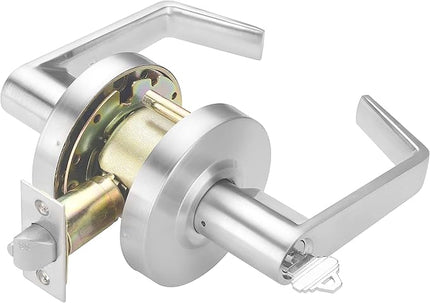 CLG HARDWARE Commercial Lever Door Lock - Heavy-Duty Locking Door Handle, Designer Door Handles, Cylindrical Lever Lock, Non-Handed Grade 2 Industrial Door Handle, 26D Satin Chrome, Storeroom Function