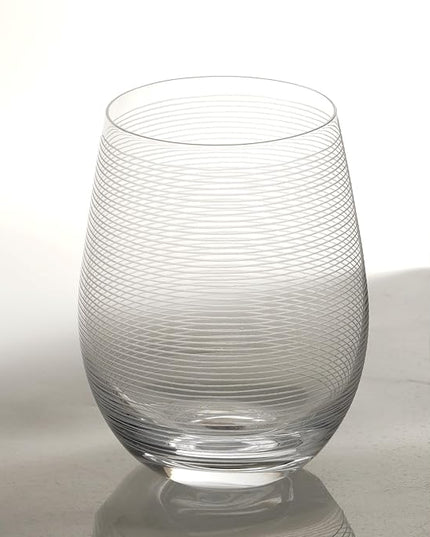 Etched Stemless Wine Glasses for Red or White Wine (Set of 2), 18-Ounces, Large Wine Glasses for Cabernet, Pinot Noir, Burgundy, Bordeaux, Clear, Etched-1