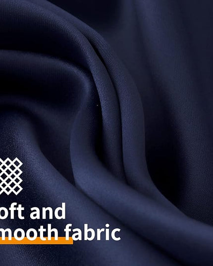 YoungsTex 100% Blackout Curtains Thermal Insulated Grommet Top Total Blackout Window Curtains for Bedroom with Black Back, 2 Panels, Navy, 42 x 72 Inch