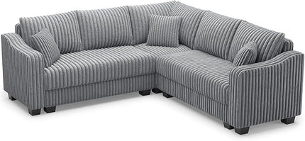 Belffin Convertible Sectional Couch with Chaise Corner Sectional Sofa L Shaped Couch Reversible Corner Upholstered Couches for Living Room Corduroy (Light Grey, V Shaped)