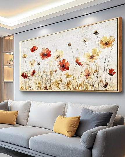 ERQINHUA Large Canvas Wall Decor For Living Room Wall Art For Bedroom Modern Stretched and Framed Beach Posters Abstract Flower Dining Room kitchen Print Artwork Mural Home Decor Wood Frame 30"X60"