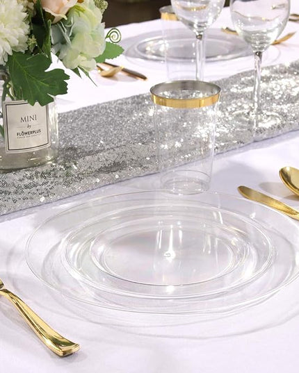 bUCLA 100Pieces Clear Plastic Plates -10.25inch Disposable Dinner Plates- Premium Weddings& Party Plates