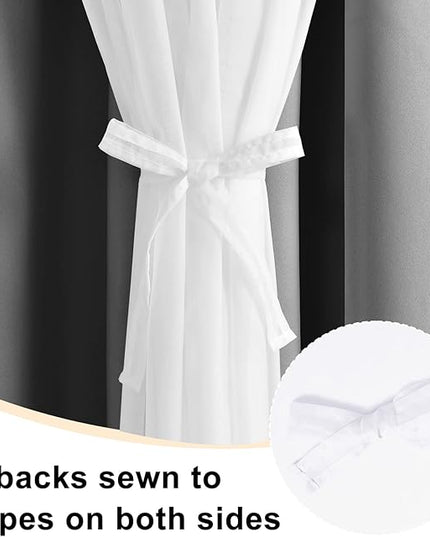 Hiasan Grey Blackout Curtains with White Sheer Overlay, Mix & Match Double Layer Thermal Insulated Grommet Window Curtains for Bedroom, Living Room, Nursery, 2 Drape Panels with Tiebacks, 52W X 96L