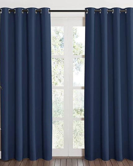 NICETOWN Blackout Curtain Panel - Light Blocking Room Darkening Drape/Drapery for Nursery Room, Ring Top, Navy, 52 inches Wide by 84 inches Long, 1 PC