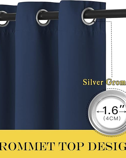 NICETOWN Blackout Curtain Panel Grommet - All Season Eyelet Top Blackout Drapery for Bedroom/Living Room/Glass Door, Navy, 1 Panel of 52 x 45 inches