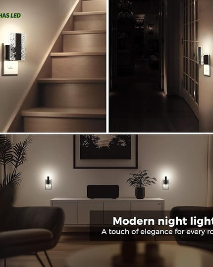 L LOHAS LED Night Lights Plug Into Wall, 2 Pack Night Light with Dusk-to-Dawn Sensor, Dimmable Decorative LED Nightlights, 0-100LM 5000K Adjustable Brightness for Bathroom, Hallway, Bedroom,Stairway
